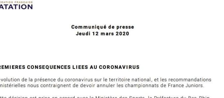 Annulation des championnats de France Juniors Annulation des championnats de France Juniors